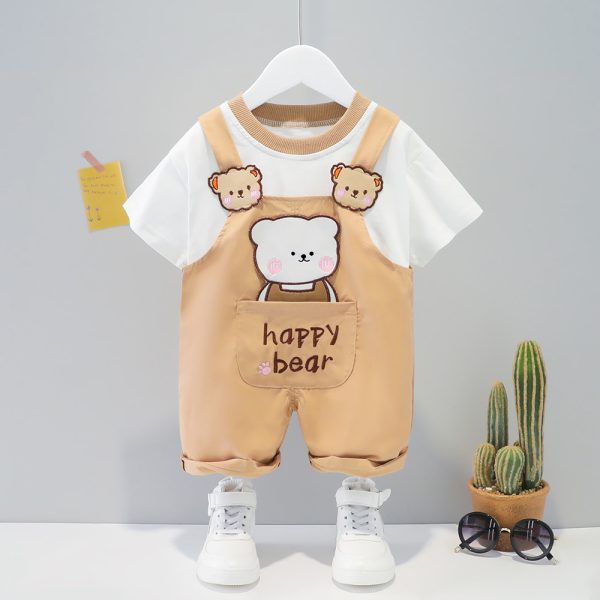 Children's Clothing Men And Women Baby Summer Cartoon Short-sleeved Overalls - Image 2